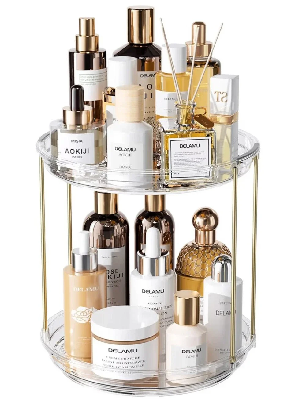 Gold & White Women’s Skincare Set Organizer Display